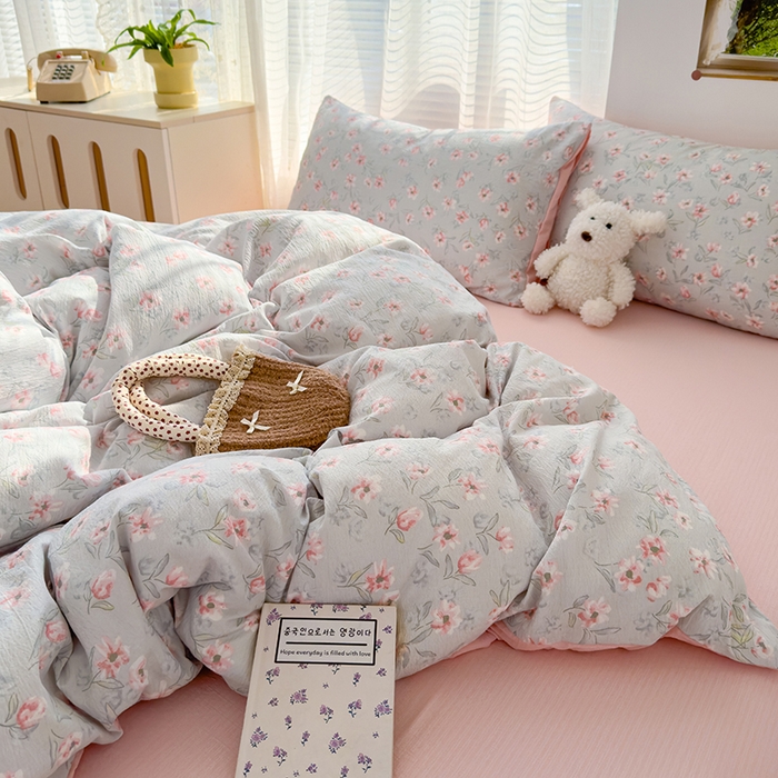 91家纺网 家纺一手货源 找家纺 竹合家纺 2025新品云感皱皱四件套跑量款小清新四件套