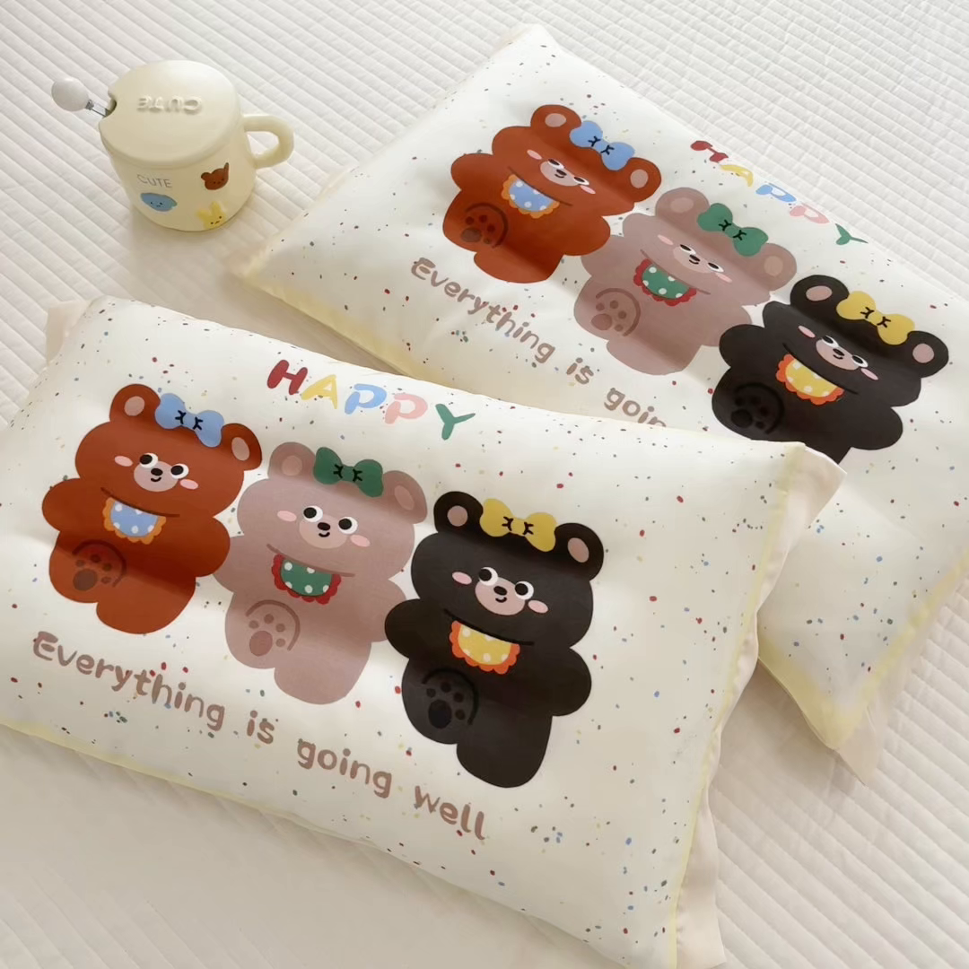 91家纺网 家纺一手货源 找家纺 慕尚2025儿童大版天丝枕套 熊熊