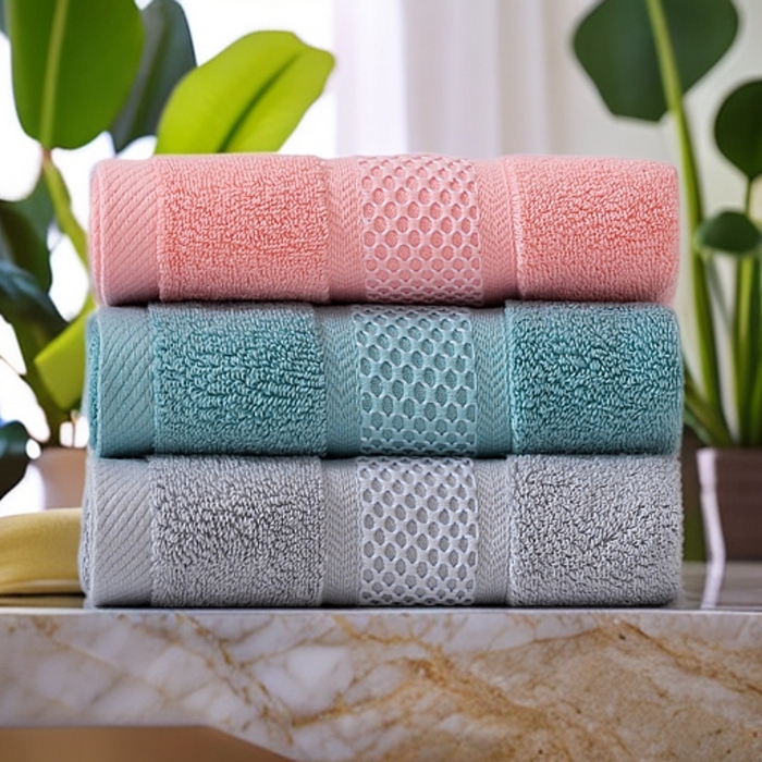 91家纺网 家纺一手货源 找家纺 （总）2025新款蜂巢格纯棉毛巾浴巾两件套外贸跨境产品加厚全棉长绒棉毛巾浴巾套装