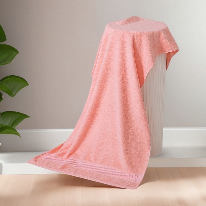 91家纺网 家纺一手货源 找家纺 2025新款蜂巢格纯棉毛巾浴巾两件套外贸跨境产品加厚全棉长绒棉毛巾浴巾套装 蜂巢格浴巾-樱粉