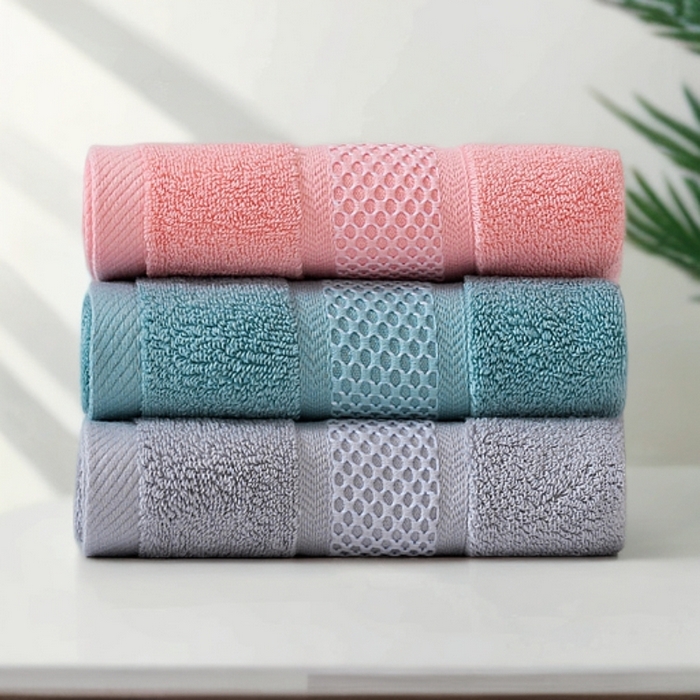 91家纺网 家纺一手货源 找家纺 （总）2025新款蜂巢格纯棉毛巾浴巾两件套外贸跨境产品加厚全棉长绒棉毛巾浴巾套装