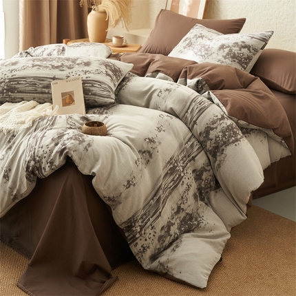 （总）趣色家纺2025新款高密织色织大提花全棉四件套