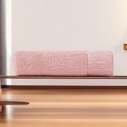 91家纺网 家纺一手货源 找家纺 2025新款中国风迷宫格加厚全棉毛巾浴巾两件套浴室吸水浴巾纯棉毛巾浴巾套装 迷宫格-桃粉浴巾