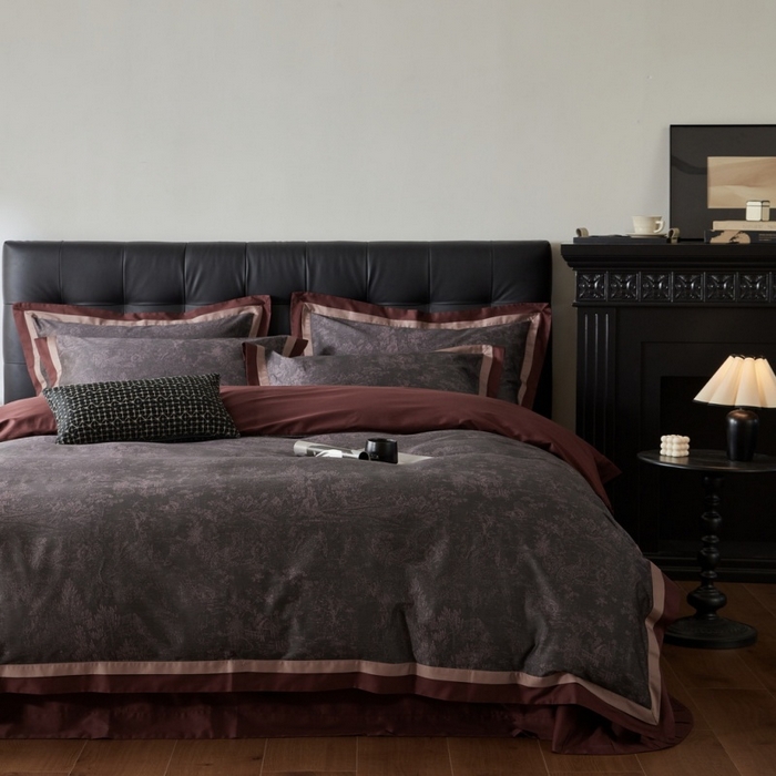 91家纺网 家纺一手货源 找家纺 由丽家纺 2025新款数码印花双层边拼角活性数码印花四件套（控价券后399起） 浮世-紫