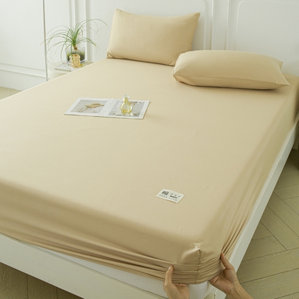 邵依家纺 2025新款正宗13372纯棉全棉床笠三件套 暖栗卡