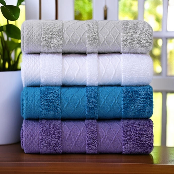 91家纺网 家纺一手货源 找家纺 （总）彩虹毛巾2025新款菱形格全棉加厚毛巾纯棉毛巾浴巾套装跨境外贸产品长绒棉毛巾浴巾套装