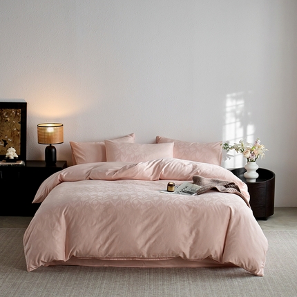 亿梵家居 2025新款高端A类长绒棉四件套全棉提花轻奢全棉四件套 郁金香-迷香粉