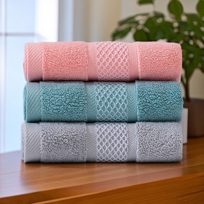 91家纺网 家纺一手货源 找家纺 （总）2025新款蜂巢格纯棉毛巾浴巾两件套外贸跨境产品加厚全棉长绒棉毛巾浴巾套装