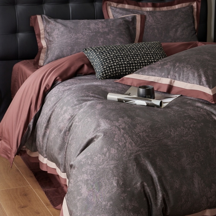 91家纺网 家纺一手货源 找家纺 由丽家纺 2025新款数码印花双层边拼角活性数码印花四件套（控价券后399起） 浮世-紫