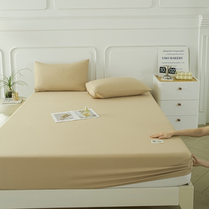 91家纺网 家纺一手货源 找家纺 邵依家纺 2025新款正宗13372纯棉全棉床笠三件套 暖栗卡