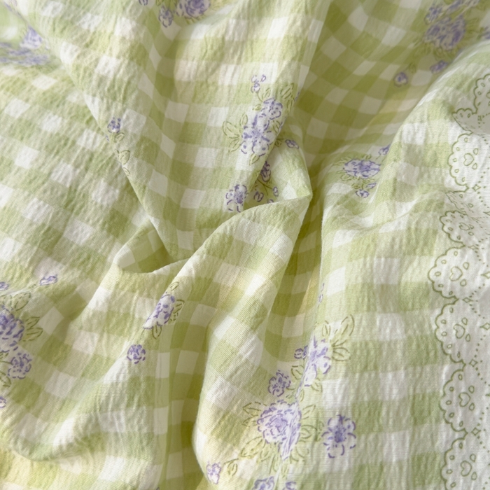 91家纺网 家纺一手货源 找家纺 竹合家纺 2025新品云感皱皱四件套跑量款小清新四件套 梦境-绿