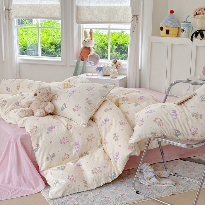 91家纺网 家纺一手货源 找家纺 于果 2025新款全棉双层纱四件套第五批 露思（米）