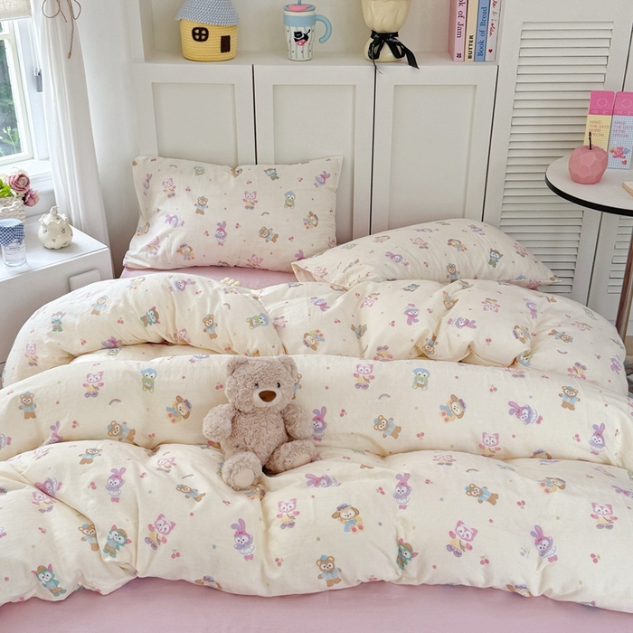 91家纺网 家纺一手货源 找家纺 于果 2025新款全棉双层纱四件套第五批 露思（米）