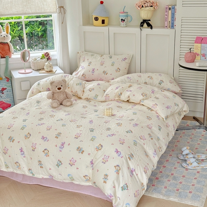 91家纺网 家纺一手货源 找家纺 于果 2025新款全棉双层纱四件套第五批 露思（米）