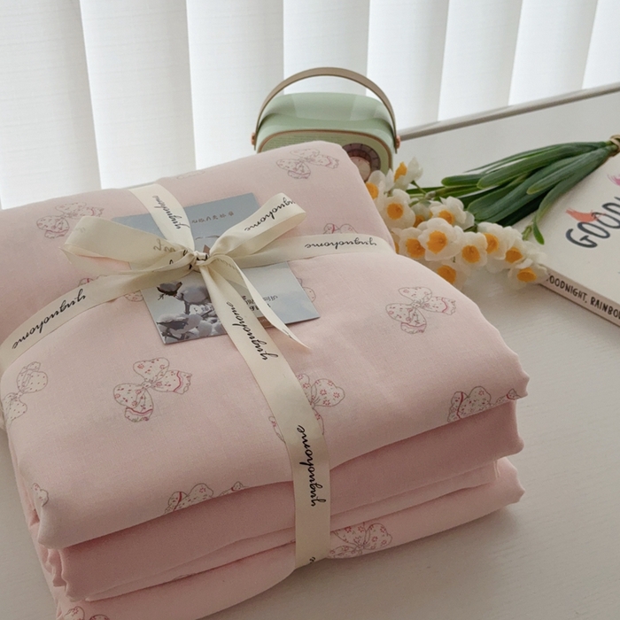 91家纺网 家纺一手货源 找家纺 于果 2025新款全棉双层纱四件套第五批 莓莓芝士