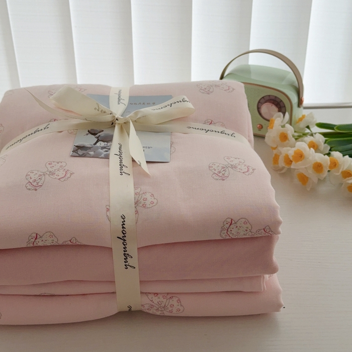 91家纺网 家纺一手货源 找家纺 于果 2025新款全棉双层纱四件套第五批 莓莓芝士