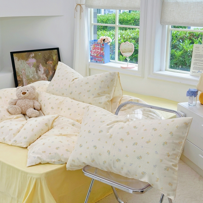 91家纺网 家纺一手货源 找家纺 于果 2025新款全棉双层纱四件套第五批 枇杷果