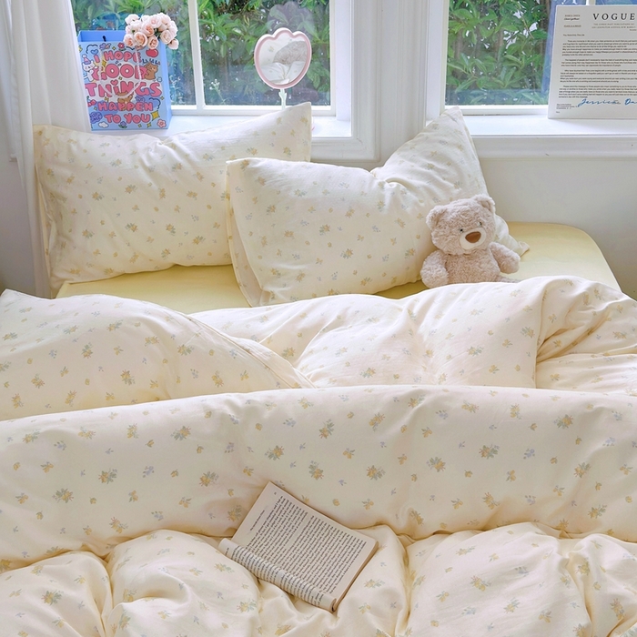 91家纺网 家纺一手货源 找家纺 于果 2025新款全棉双层纱四件套第五批 枇杷果