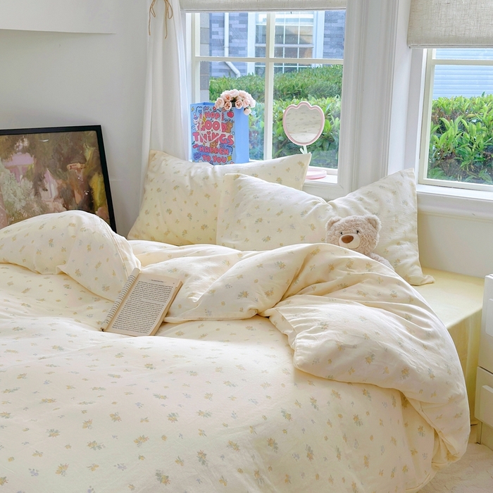 91家纺网 家纺一手货源 找家纺 于果 2025新款全棉双层纱四件套第五批 枇杷果