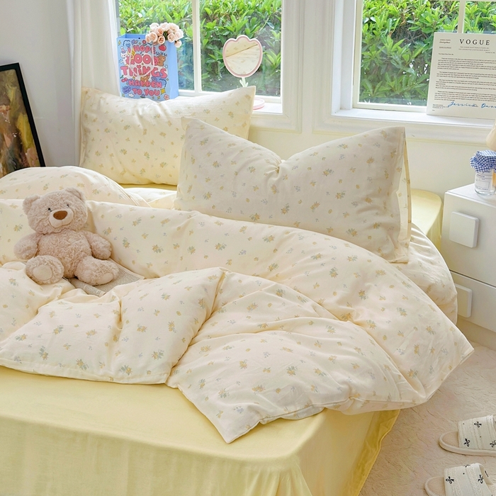 91家纺网 家纺一手货源 找家纺 于果 2025新款全棉双层纱四件套第五批 枇杷果