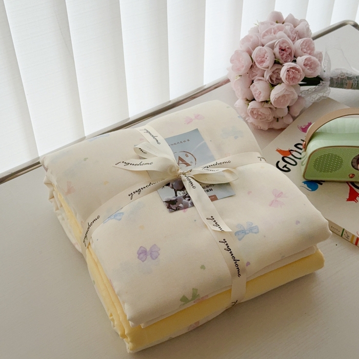 于果 2025新款全棉双层纱四件套第五批 七彩蝴蝶结