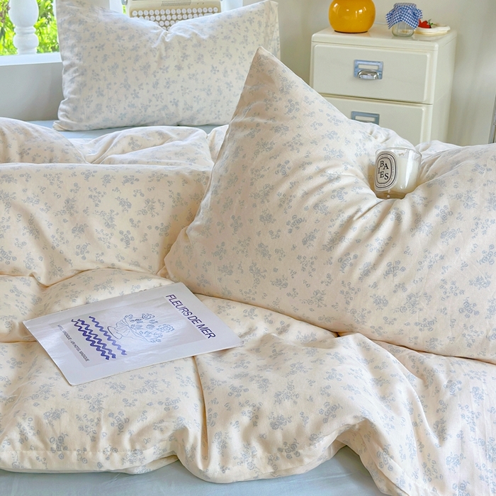 91家纺网 家纺一手货源 找家纺 于果 2025新款全棉双层纱四件套第五批 仲夏（兰）