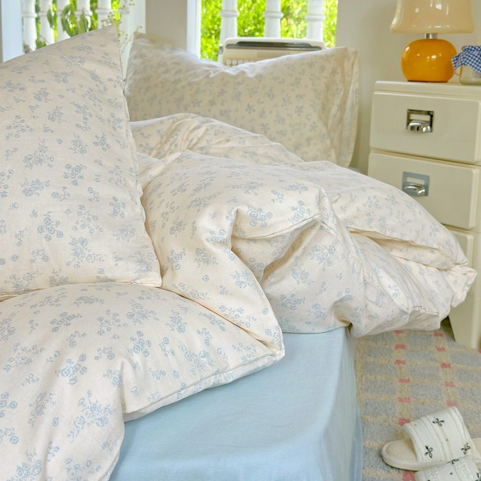 91家纺网 家纺一手货源 找家纺 于果 2025新款全棉双层纱四件套第五批 仲夏（兰）