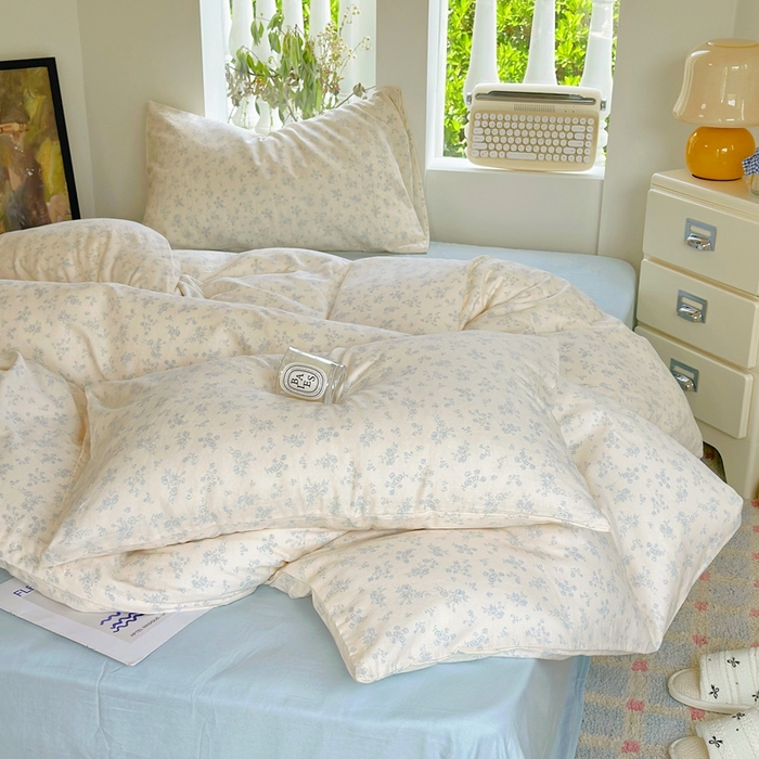 91家纺网 家纺一手货源 找家纺 于果 2025新款全棉双层纱四件套第五批 仲夏（兰）