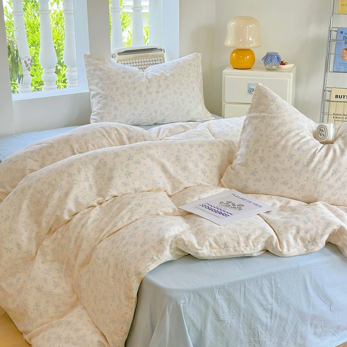 91家纺网 家纺一手货源 找家纺 于果 2025新款全棉双层纱四件套第五批 仲夏（兰）