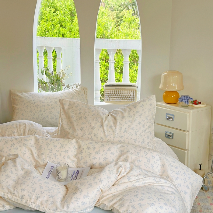 91家纺网 家纺一手货源 找家纺 于果 2025新款全棉双层纱四件套第五批 仲夏（兰）