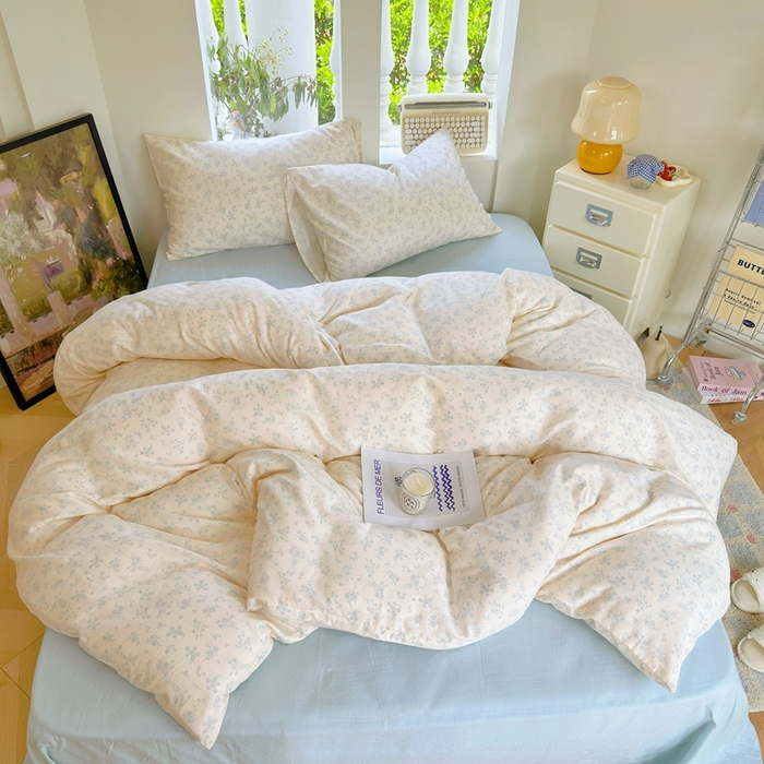 91家纺网 家纺一手货源 找家纺 于果 2025新款全棉双层纱四件套第五批 仲夏（兰）