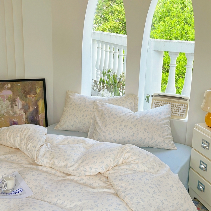 91家纺网 家纺一手货源 找家纺 于果 2025新款全棉双层纱四件套第五批 仲夏（兰）