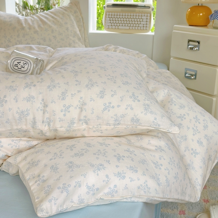 91家纺网 家纺一手货源 找家纺 于果 2025新款全棉双层纱四件套第五批 仲夏（兰）