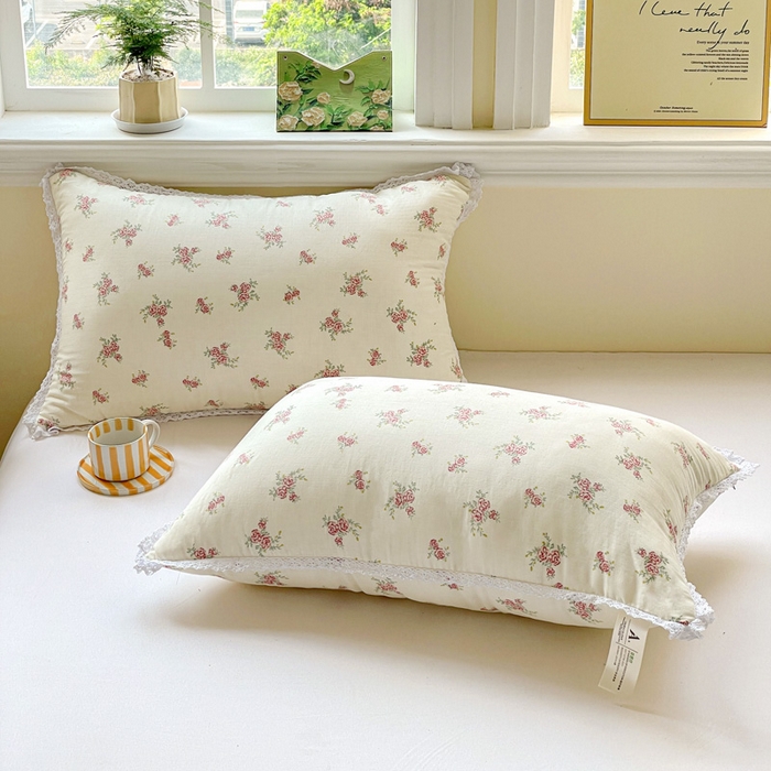 91家纺网 家纺一手货源 找家纺 卓昌枕芯 2025新款全棉纯棉双层纱花边枕头全棉枕头枕芯 花漾-全棉双层纱 48x74cm高枕/只