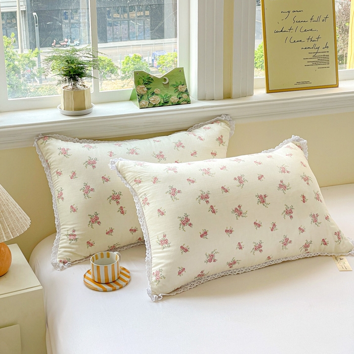 91家纺网 家纺一手货源 找家纺 卓昌枕芯 2025新款全棉纯棉双层纱花边枕头全棉枕头枕芯 花漾-全棉双层纱 48x74cm高枕/对