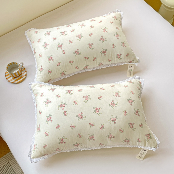 91家纺网 家纺一手货源 找家纺 卓昌枕芯 2025新款全棉纯棉双层纱花边枕头全棉枕头枕芯 花漾-全棉双层纱 48x74cm高枕/只