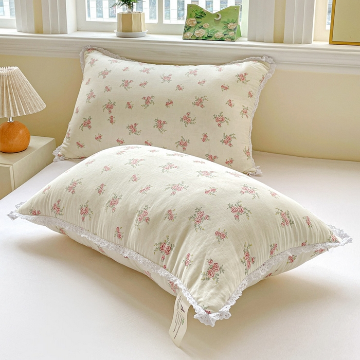 91家纺网 家纺一手货源 找家纺 卓昌枕芯 2025新款全棉纯棉双层纱花边枕头全棉枕头枕芯 花漾-全棉双层纱 48x74cm高枕/只