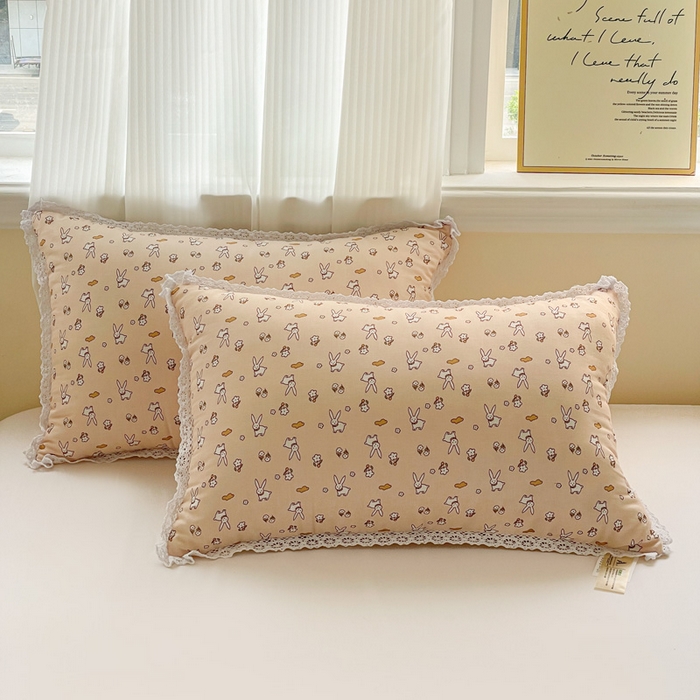 91家纺网 家纺一手货源 找家纺 卓昌枕芯 2025新款全棉纯棉双层纱花边枕头全棉枕头枕芯 花朵兔-全棉双层纱 48x74cm高枕/对