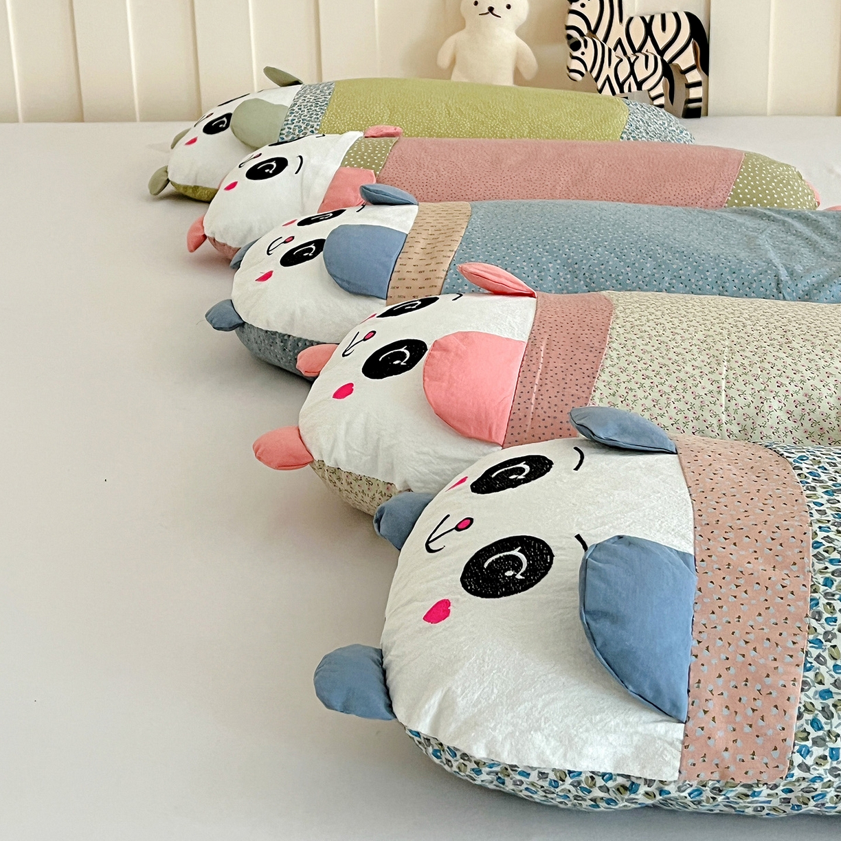 卓昌枕芯 2025新款全棉纯棉刺绣加印花萌萌熊枕头枕芯卡通荞麦枕-可爱小熊系列 组图仅供参考