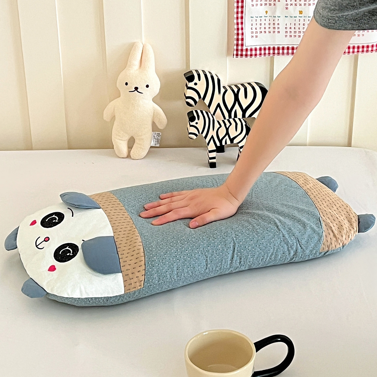 91家纺网 家纺一手货源 找家纺 卓昌枕芯 2025新款全棉纯棉刺绣加印花萌萌熊枕头枕芯卡通荞麦枕-可爱小熊系列 可爱小熊-蓝色 60x30cm苦荞壳单枕/只