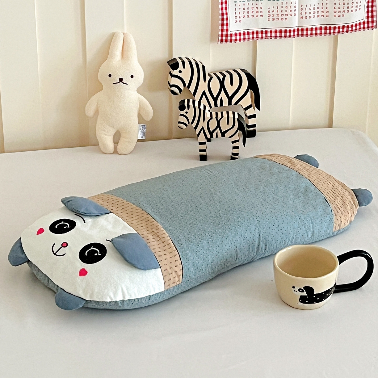 91家纺网 家纺一手货源 找家纺 卓昌枕芯 2025新款全棉纯棉刺绣加印花萌萌熊枕头枕芯卡通荞麦枕-可爱小熊系列 可爱小熊-蓝色 60x30cm甜荞壳单枕/只