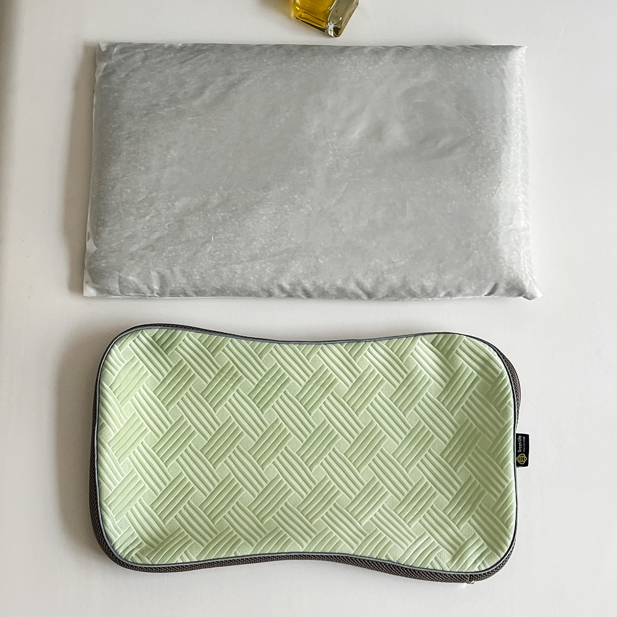 91家纺网 家纺一手货源 找家纺 卓昌枕芯 2025新款凉感按摩肌理纹荞麦枕芯枕头 薄荷绿-枕套加荞麦壳内胆 30x50cm单枕/只