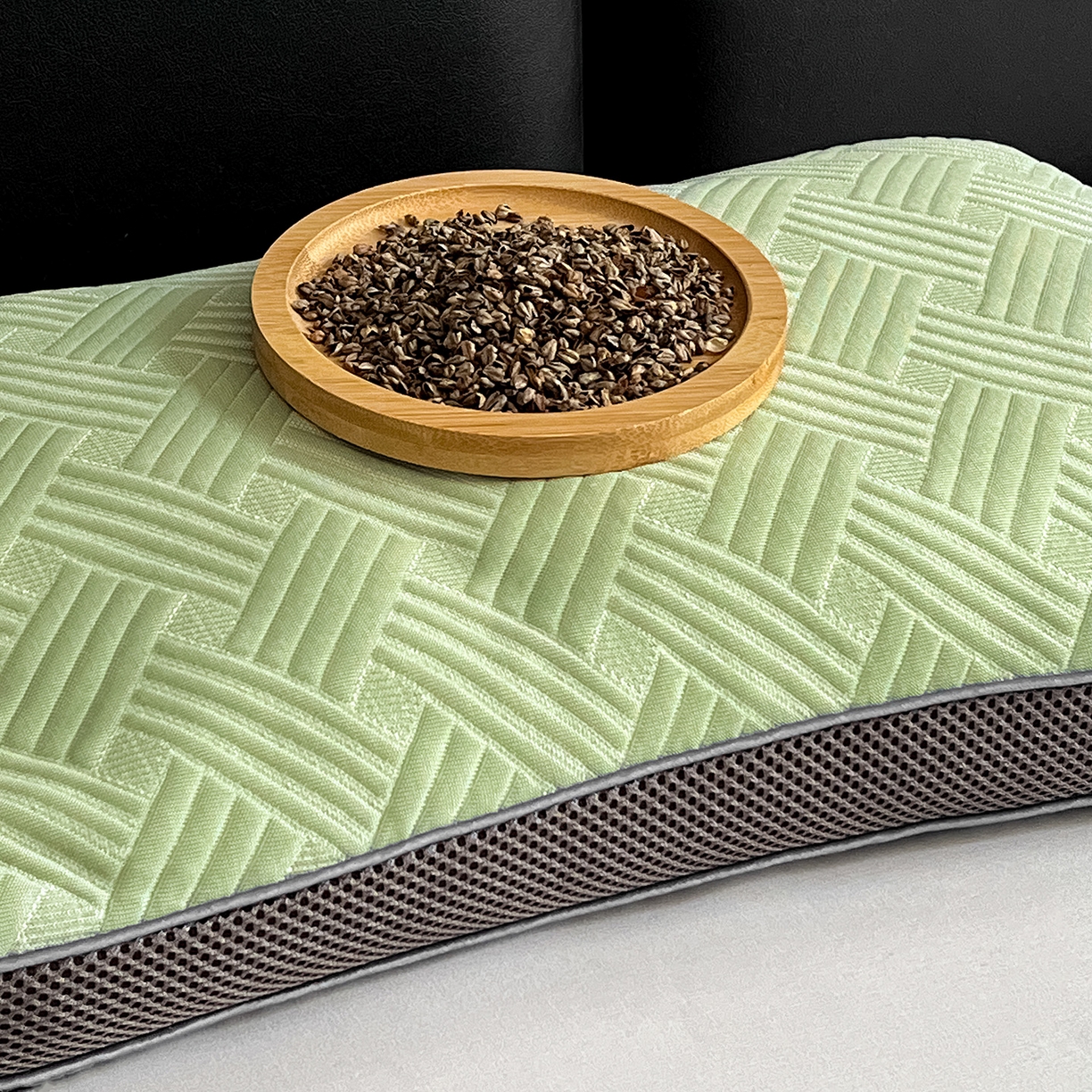 91家纺网 家纺一手货源 找家纺 卓昌枕芯 2025新款凉感按摩肌理纹荞麦枕芯枕头 薄荷绿-枕套加荞麦壳内胆 30x50cm单枕/对