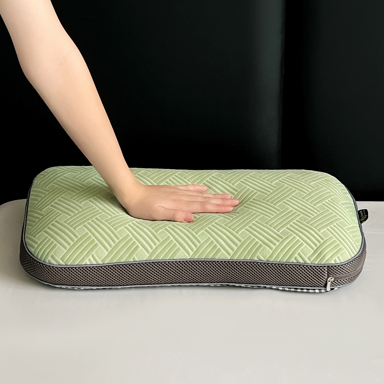 91家纺网 家纺一手货源 找家纺 卓昌枕芯 2025新款凉感按摩肌理纹荞麦枕芯枕头 薄荷绿-枕套加荞麦壳内胆 30x50cm单枕/对