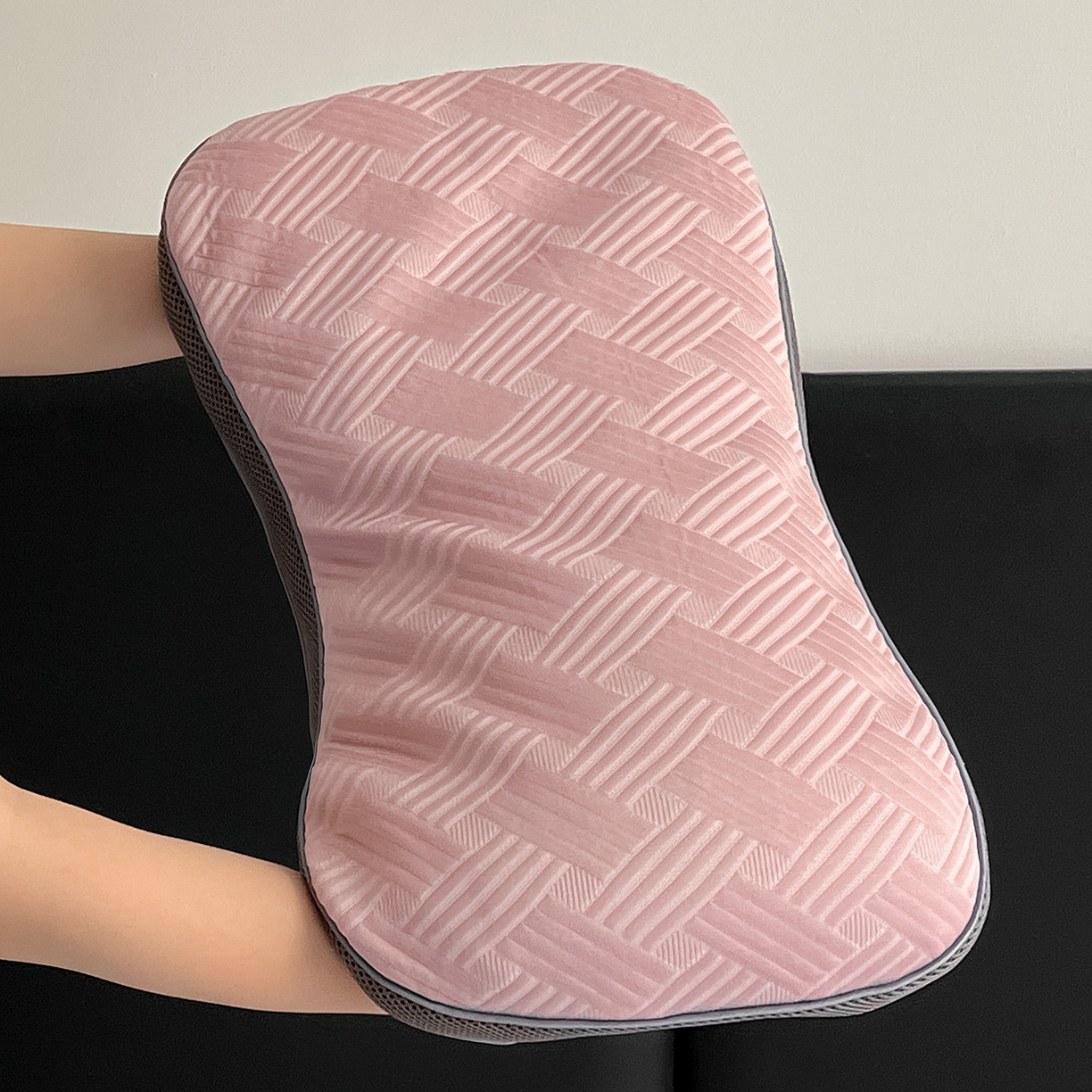 91家纺网 家纺一手货源 找家纺 卓昌枕芯 2025新款凉感按摩肌理纹荞麦枕芯枕头 桃花粉-枕套加荞麦壳内胆 30x50cm单枕/只