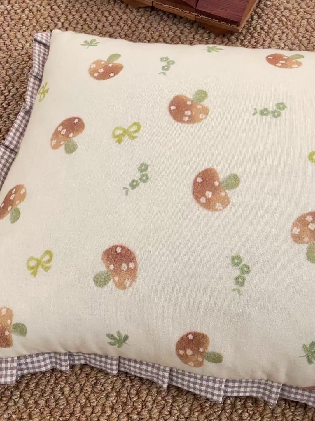 91家纺网 家纺一手货源 找家纺 卓昌枕芯 2025新款全棉纯棉双层纱花边可拆洗枕头双面可用荞麦枕羽丝绒枕头枕芯 磨菇林-全棉双层纱枕头 成人款40x60cm枕套加荞麦壳内胆