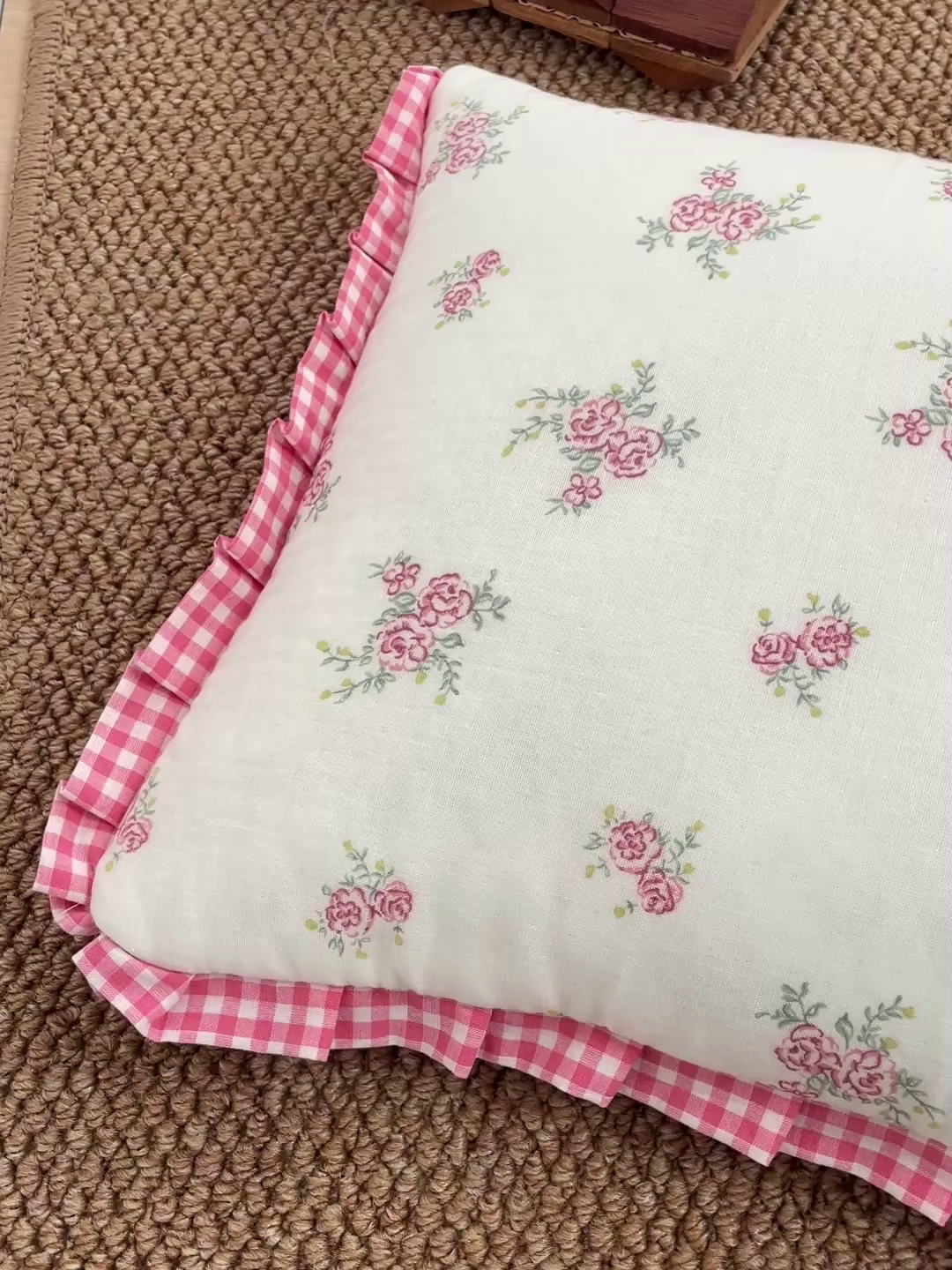 91家纺网 家纺一手货源 找家纺 卓昌枕芯 2025新款全棉纯棉双层纱花边可拆洗枕头双面可用荞麦枕羽丝绒枕头枕芯 花漾-全棉双层纱枕头 成人款40x60cm枕套加荞麦壳内胆