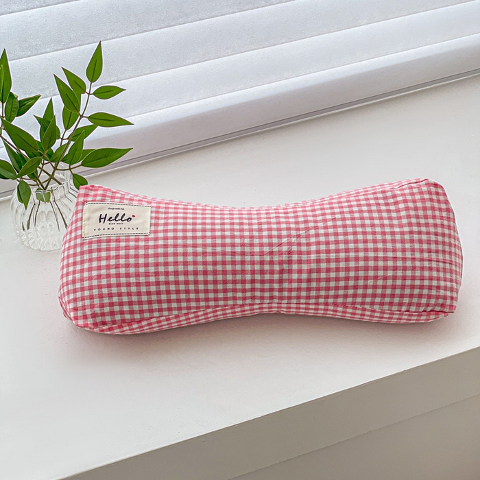 91家纺网 家纺一手货源 找家纺 卓昌枕芯 2025新款全棉双层纱颈椎枕全棉水洗棉三角枕枕头枕芯 粉格--全棉水洗棉颈椎枕 45x15cm单枕/对