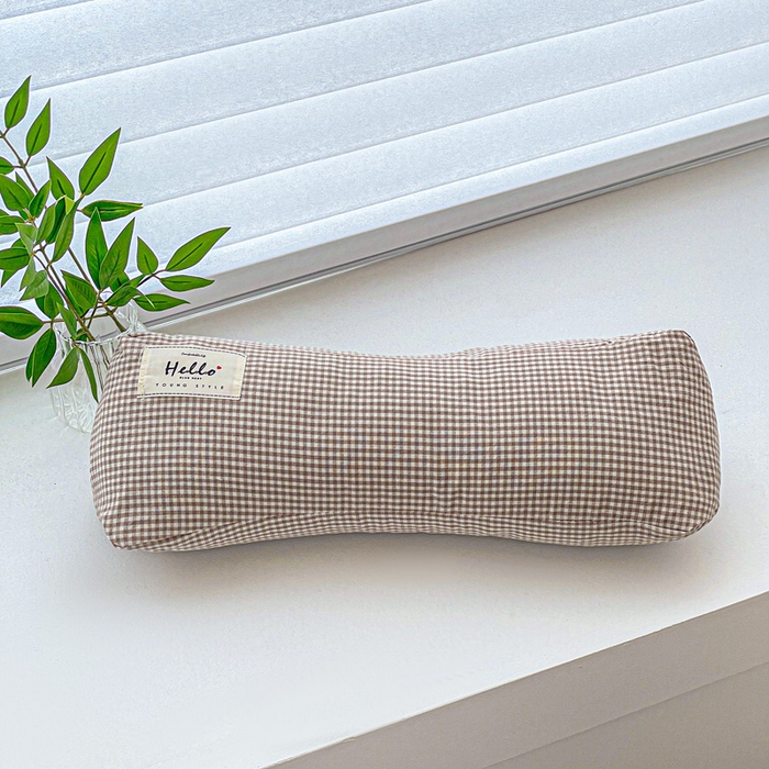 91家纺网 家纺一手货源 找家纺 卓昌枕芯 2025新款全棉双层纱颈椎枕全棉水洗棉三角枕枕头枕芯 咖格-全棉水洗棉颈椎枕 45x15cm单枕/对