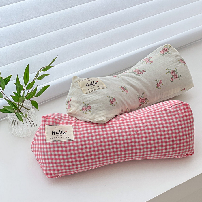 91家纺网 家纺一手货源 找家纺 卓昌枕芯 2025新款全棉双层纱颈椎枕全棉水洗棉三角枕枕头枕芯 粉格--全棉水洗棉颈椎枕 45x15cm单枕/只